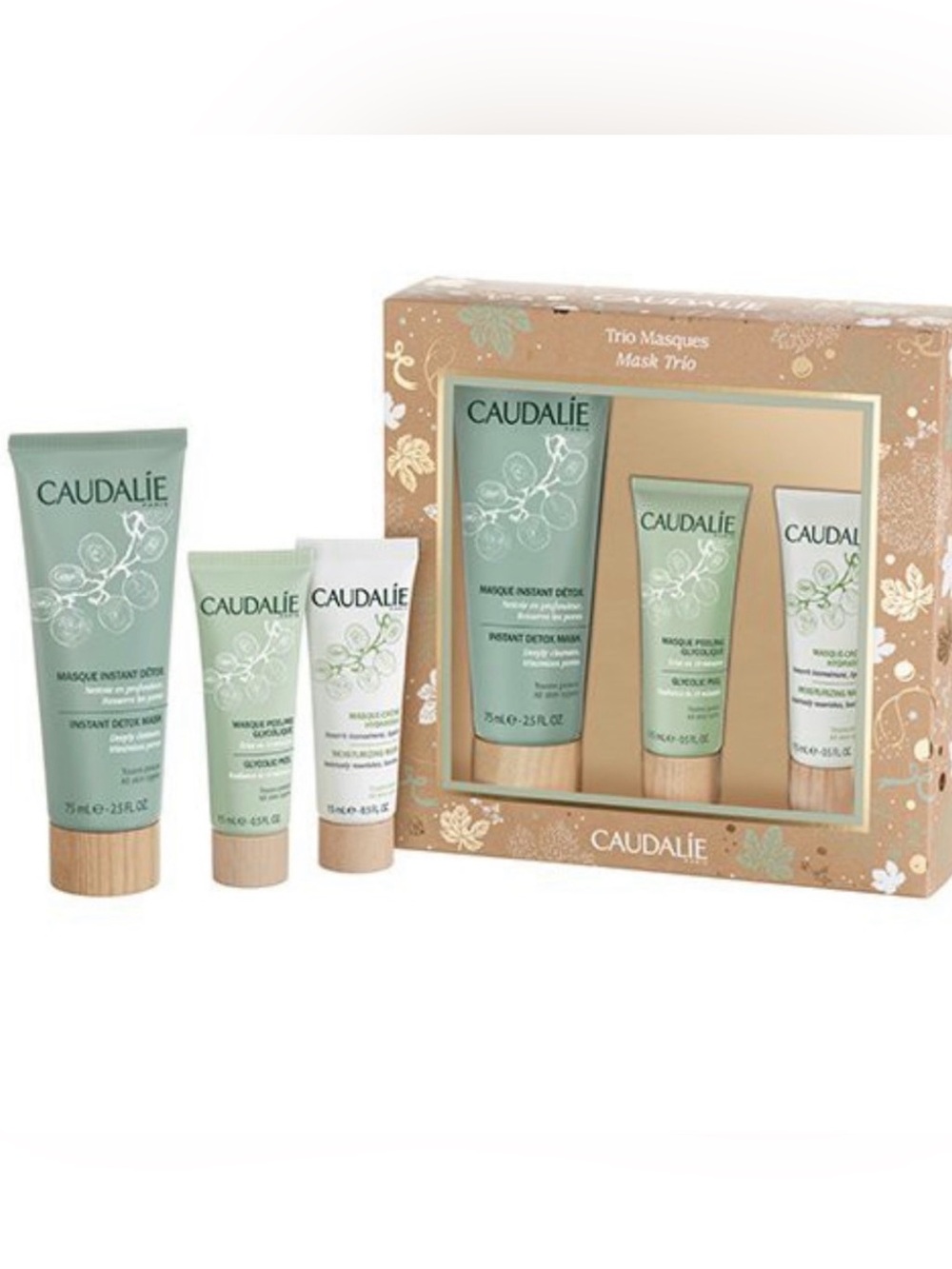 NEW Caudalie‎ Trio Mask Set Instant Detox Glycolic Peel & Moisturizing Mask